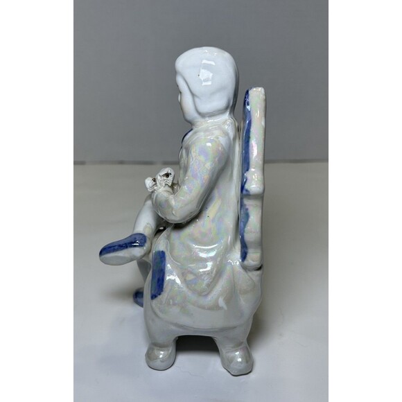 Vintage Victorian/Colonial Iridescent Porcelain Couple Having Tea (3 Pc Set) - Picture 8 of 14